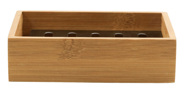 Rectangular Bamboo Soap Dish, 13 × 10 cm
