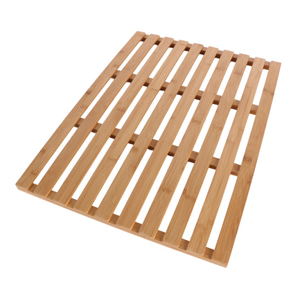 Natural Slatted Bamboo Bath Mat, 62 × 45 cm