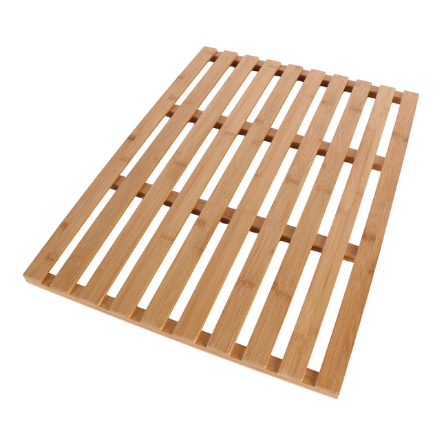 Natural Slatted Bamboo Bath Mat, 62 × 45 cm