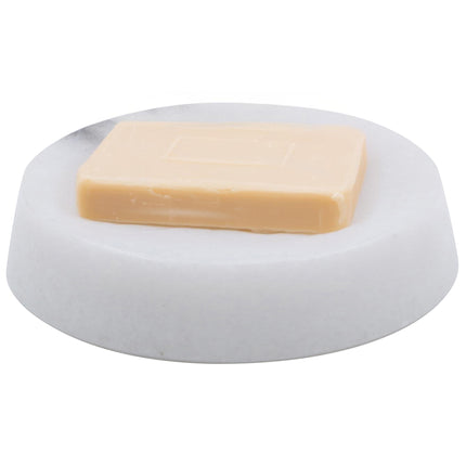 White Round Marble Soap Dish, 12 cm