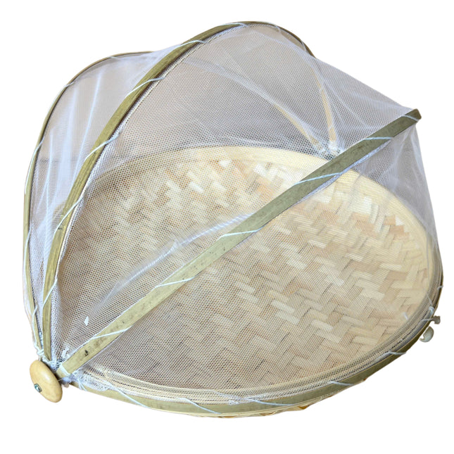 Foldable Mesh & Bamboo Food Cover, 35 cm