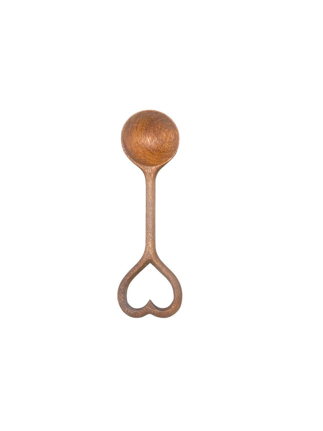 Hand carved heart spoon crafted by hand with elegant design and perfect size for everyday cooking and serving use.