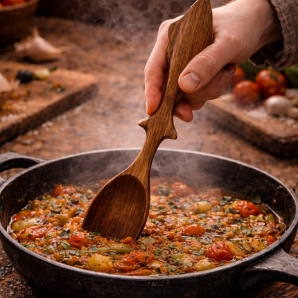 Artisan Fish Wooden Spoon natural redwood safe for kitchen use.
