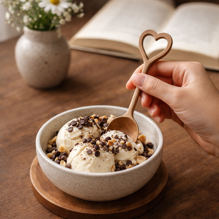 Hand carved heart spoon is a convenient and elegant kitchen tool designed for comfortable use and everyday cooking tasks.