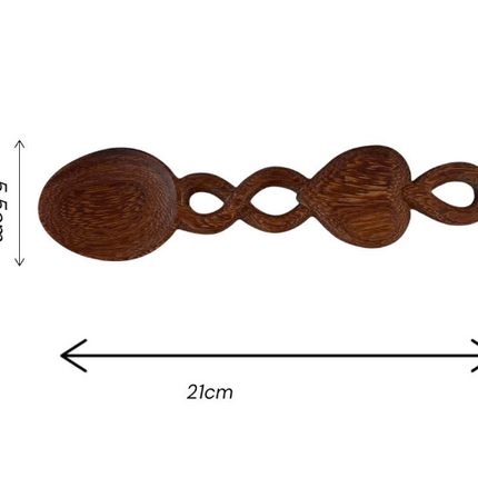 Measuring about 21 cm in length, this decorative spoon combines practical kitchen use with meaningful symbolic design.