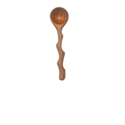 Handcrafted wooden spoon with twigcurve design is handmade and easy to hold offering comfort balance and natural aesthetic for daily use.