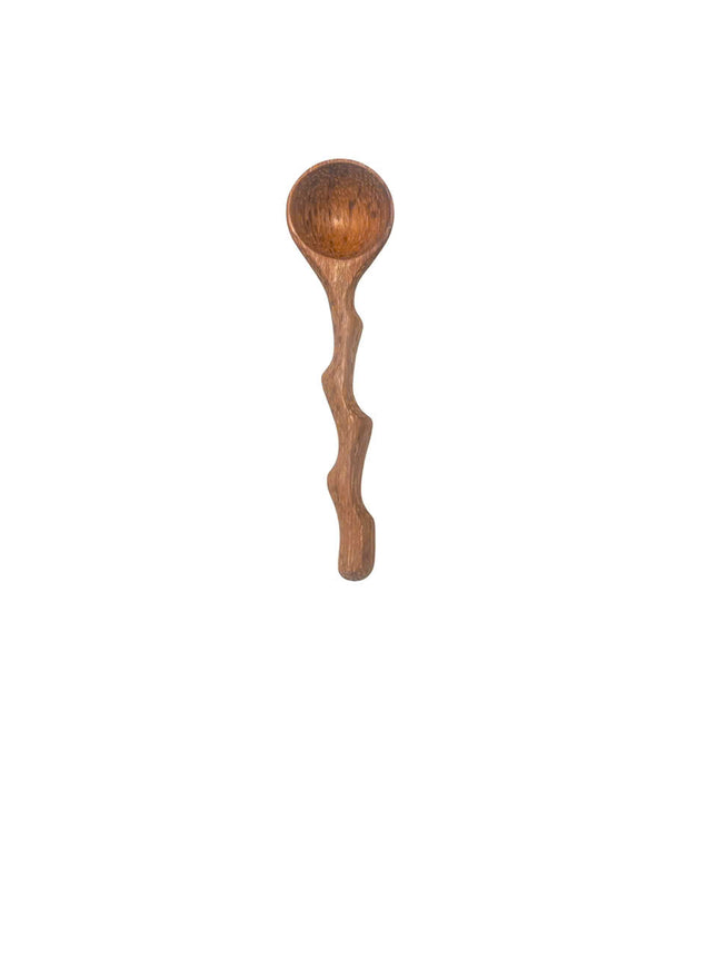 Handcrafted wooden spoon with twigcurve design is handmade and easy to hold offering comfort balance and natural aesthetic for daily use.