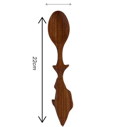 Artisan Fish Wooden Spoon with elegant carved fish design and perfect size.