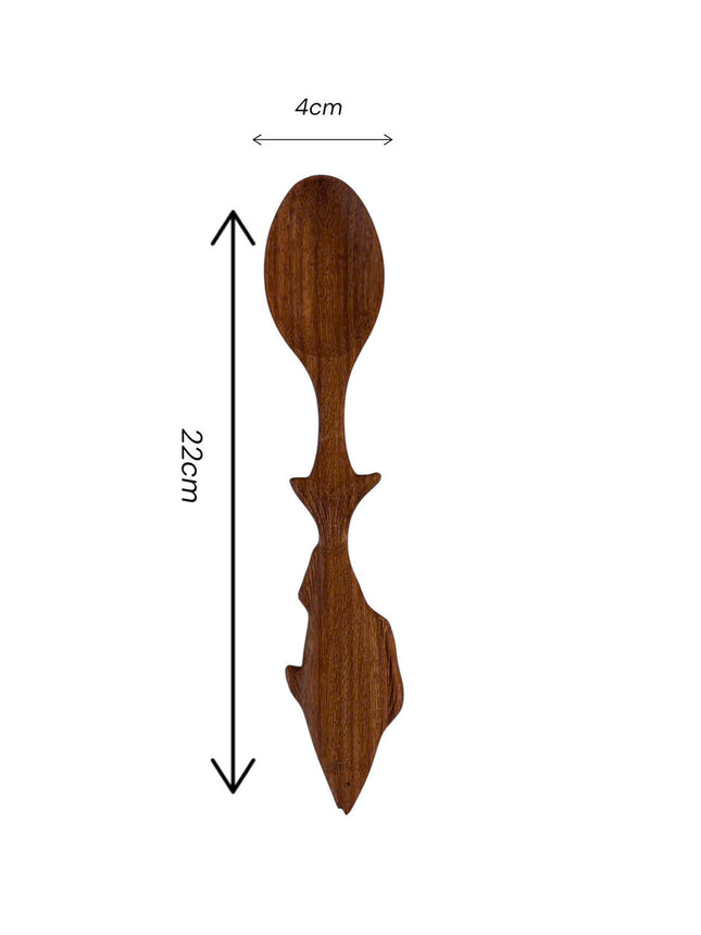 Artisan Fish Wooden Spoon with elegant carved fish design and perfect size.