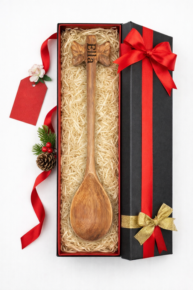 Handmade cute artistic wooden spoon is a meaningful gift choice for loved ones on special occasions and daily use.