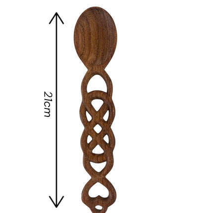 Handmade wooden heart spoon SPN67 featuring a carved heart detail and elegant wooden form in a balanced size.