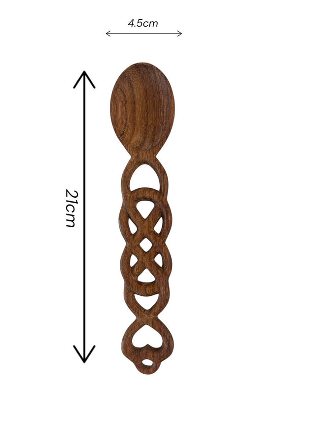 Handmade wooden heart spoon SPN67 featuring a carved heart detail and elegant wooden form in a balanced size.