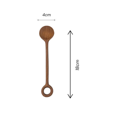 Ash wood loop handle spoon size offers a comfortable grip and balanced proportions suitable for everyday cooking and serving tasks.