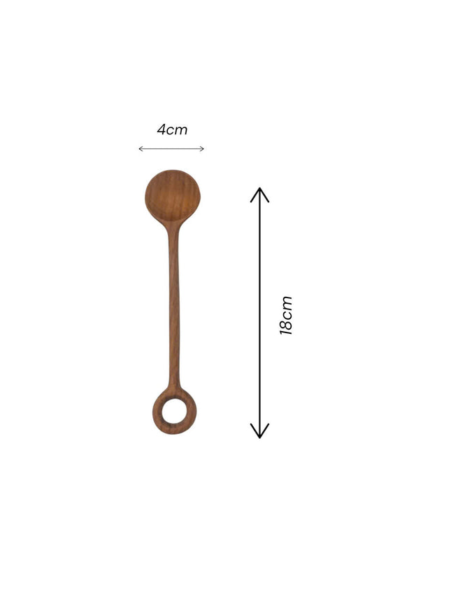 Ash wood loop handle spoon size offers a comfortable grip and balanced proportions suitable for everyday cooking and serving tasks.