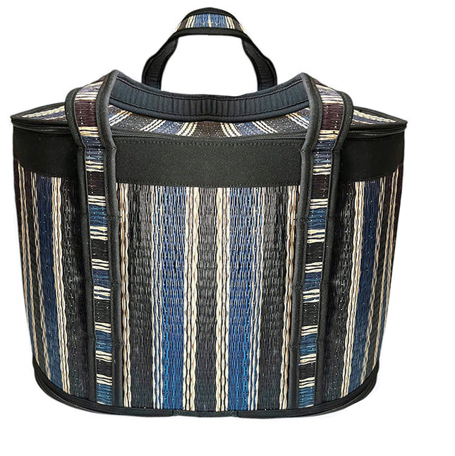 Handwoven Striped Seagrass Storage Basket Large Woven Basket with Lid Zipper by Lotushandcrafts.