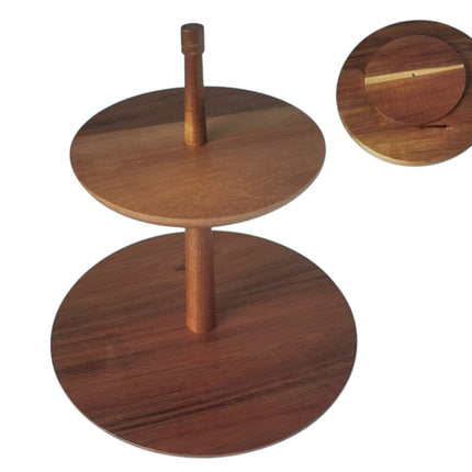 Acacia Wood Two-Tier Serving Stand, 30 × 33 cm