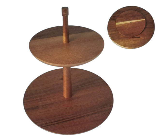 Acacia Wood Two-Tier Serving Stand, 30 × 33 cm