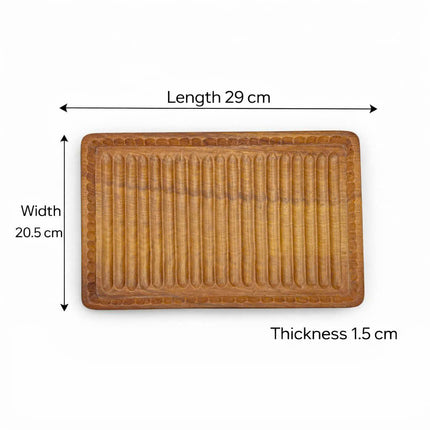 Large redwood serving tray with elegant wavy design and perfectly sized for everyday use.