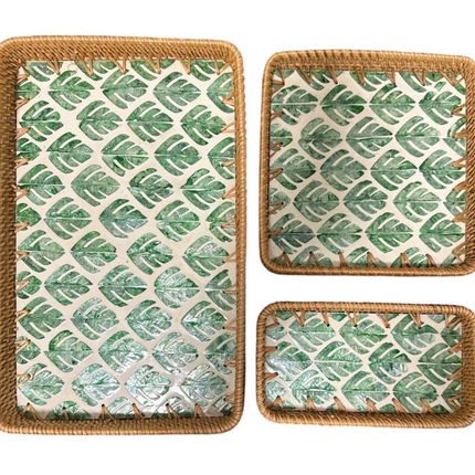 Natural rattan bamboo serving tray.