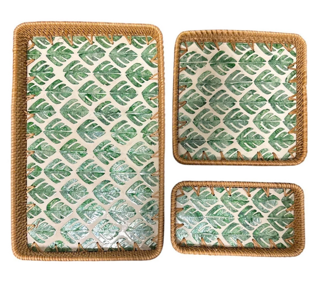 Natural rattan bamboo serving tray.