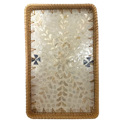 Lotus Handcrafts Rectangle Rattan Serving Tray.