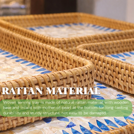 Eco-friendly handwoven tray made from natural rattan.