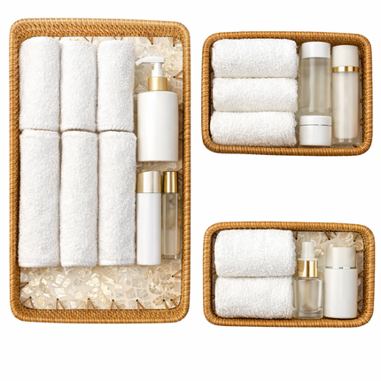 Rattan Tray with Mother of Pearl Inlay