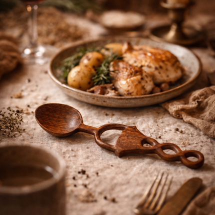 Handmade Redwood Spiral Spoon, perfect for everyday cooking and stirring.