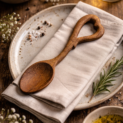 SweetHeart Handmade Wooden Spoon – Model 3 is a beautifully handcrafted natural wooden spoon.