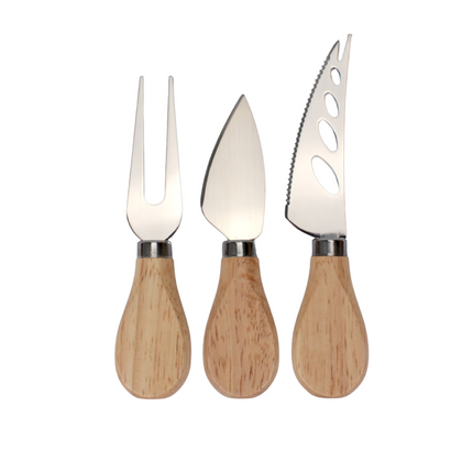 Cheese Knife Set With Wooden Handles (Pack of 3)