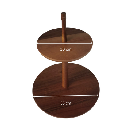 Acacia Wood Two-Tier Serving Stand, 30 × 33 cm