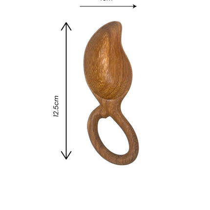 Handmade wooden spoon with loop handle crafted from mango natural wood offering durability elegance and comfortable everyday use.