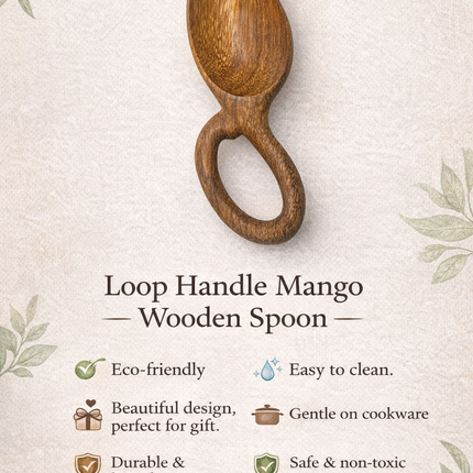 Handmade mango wooden spoon by lotushandcrafts crafted from mango wood with a natural finish and smooth texture for everyday use.