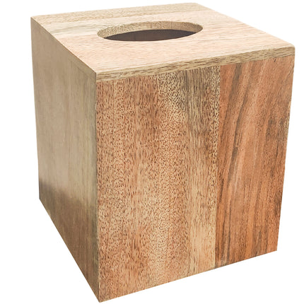 Natural Mango Wood Tissue Holder, 14 × 16 cm