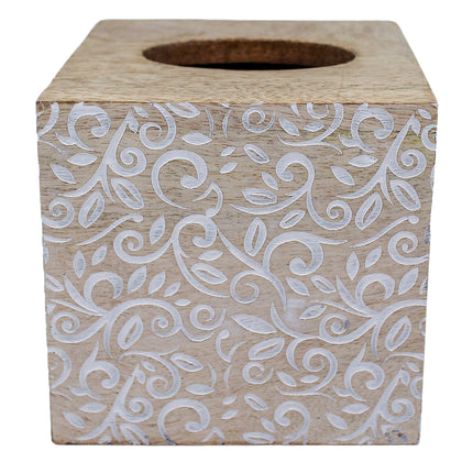 Wood Bloom Wooden Tissue Box, 14 × 14 cm