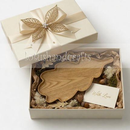 Handcarved ash wood oak leaf serving tray, a beautiful handmade gift for coffee and home decor lovers.