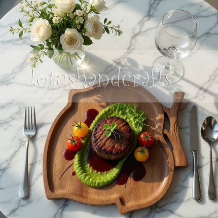 Redwood leaf shaped serving tray for elegant plating, coffee moments, snacks, and natural home decor.