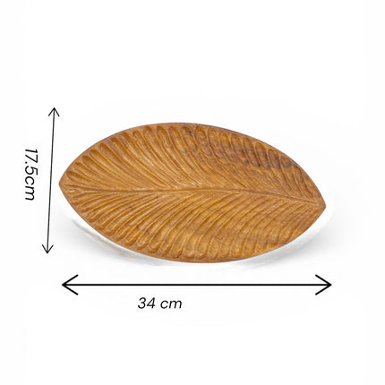 Handcarved redwood leaf serving platter for coffee desserts home decor and handmade flatlay styling.