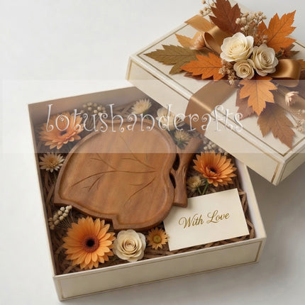 Redwood leaf shaped serving tray makes a thoughtful gift for cozy and elegant everyday living.
