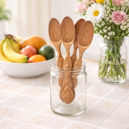 Cute handcrafted wooden spice spoon is safe for users and perfect for daily use.