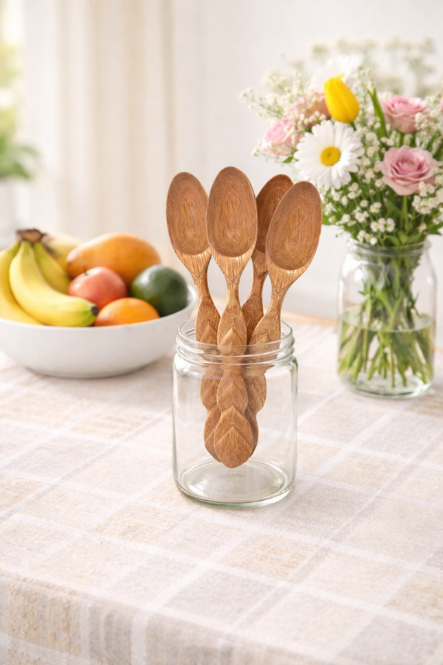Cute handcrafted wooden spice spoon is safe for users and perfect for daily use.