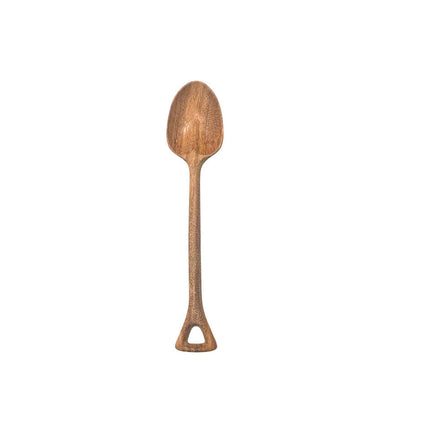 Handcrafted ashwood spoon with a smart hook handle design that looks cute and practical.