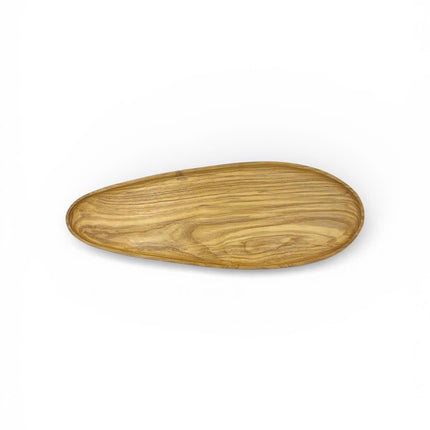 Handcrafted ashwood oval serving plate with a warm natural finish, perfect for coffee, desserts, snacks, and cozy modern table styling.