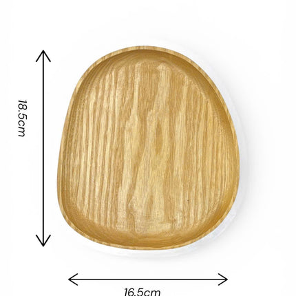 Ashwood pebble shaped serving tray and plate for coffee, snacks, decor, and everyday use size.