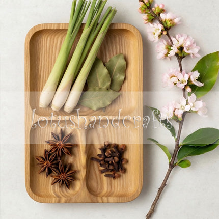 Ashwood rectangle 3 compartment serving tray with an elegant design that is easy to clean.