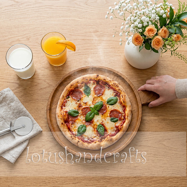 This small round ashwood serving tray with a handle is perfectly safe for users.