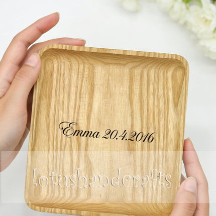 Handcarved Ashwood Square Serving Plate with Custom Engraving for Elegant Everyday Dining.
