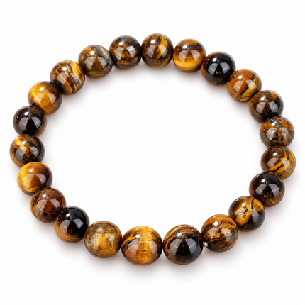 Tiger’s Eye & Obsidian Natural Stone Bracelet approx 18–18.5 cm