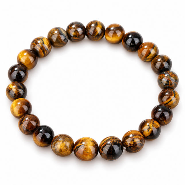 Tiger’s Eye & Obsidian Natural Stone Bracelet approx 18–18.5 cm