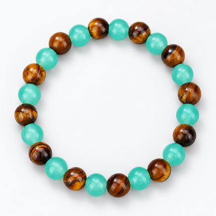 Amazonite & Tiger’s Eye Natural Stone Bracelet approx 18–18.5 cm